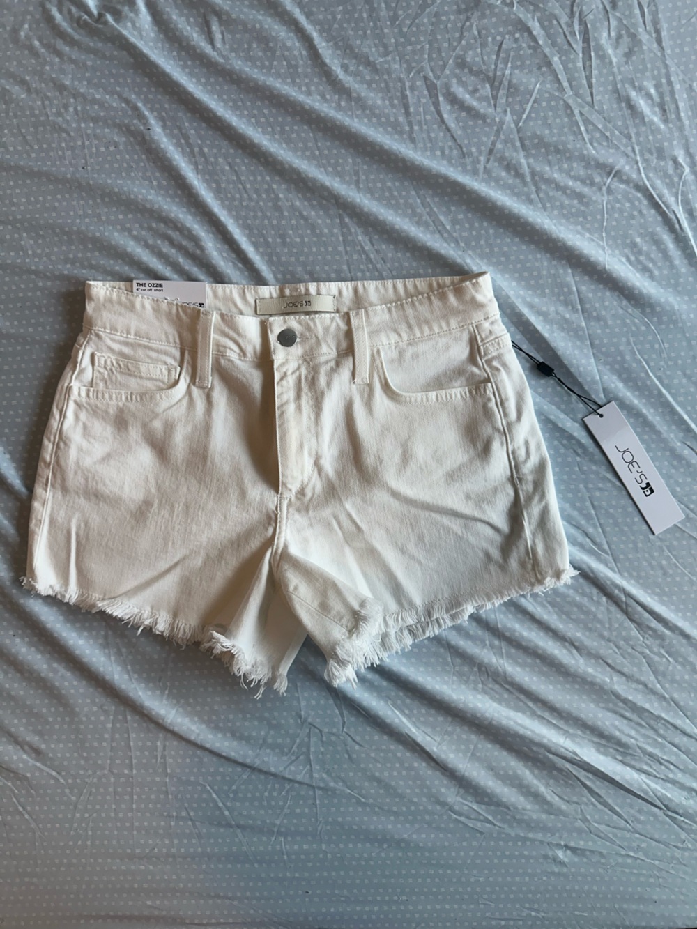 Joe's Jeans White Frayed Hem Denim Shorts “The Ozzie”